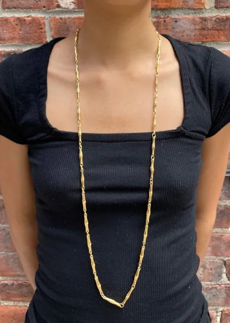 Trifari Bamboo Link Gold Metal Necklace