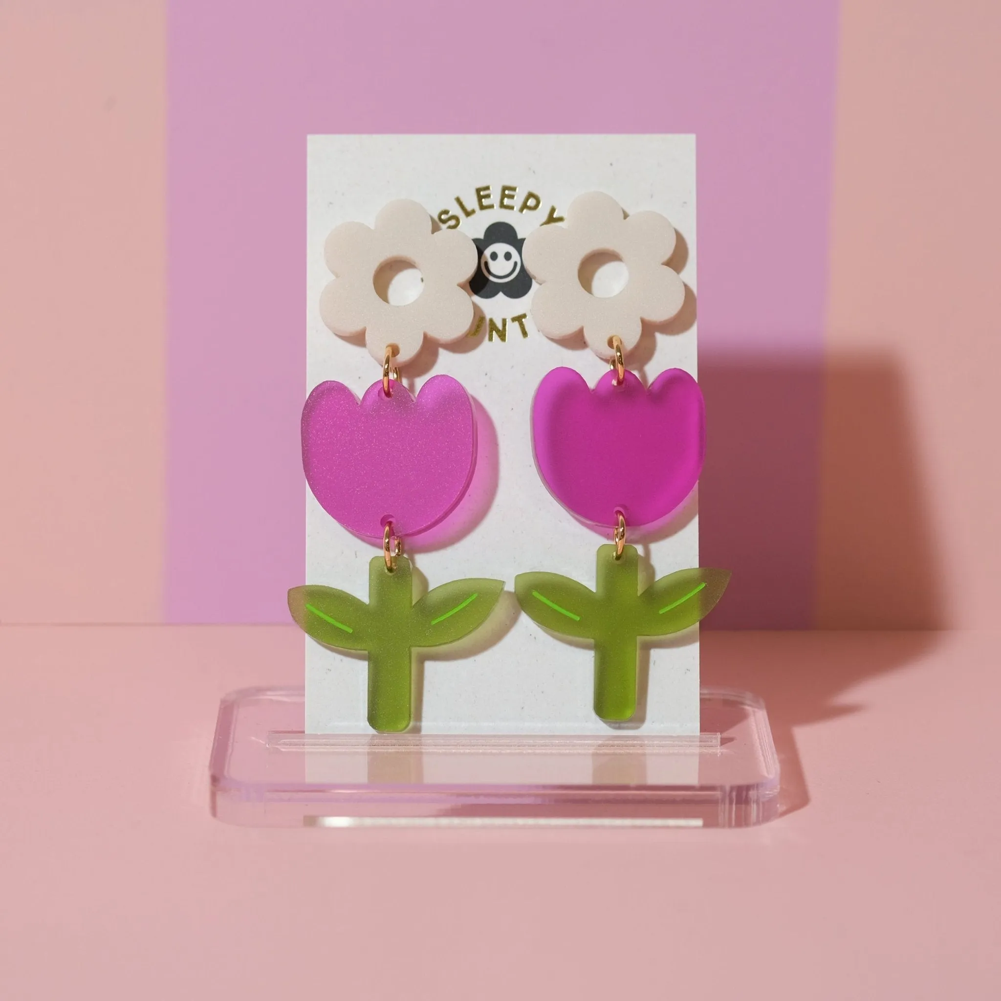 Tulip Dangle Earrings - Plum