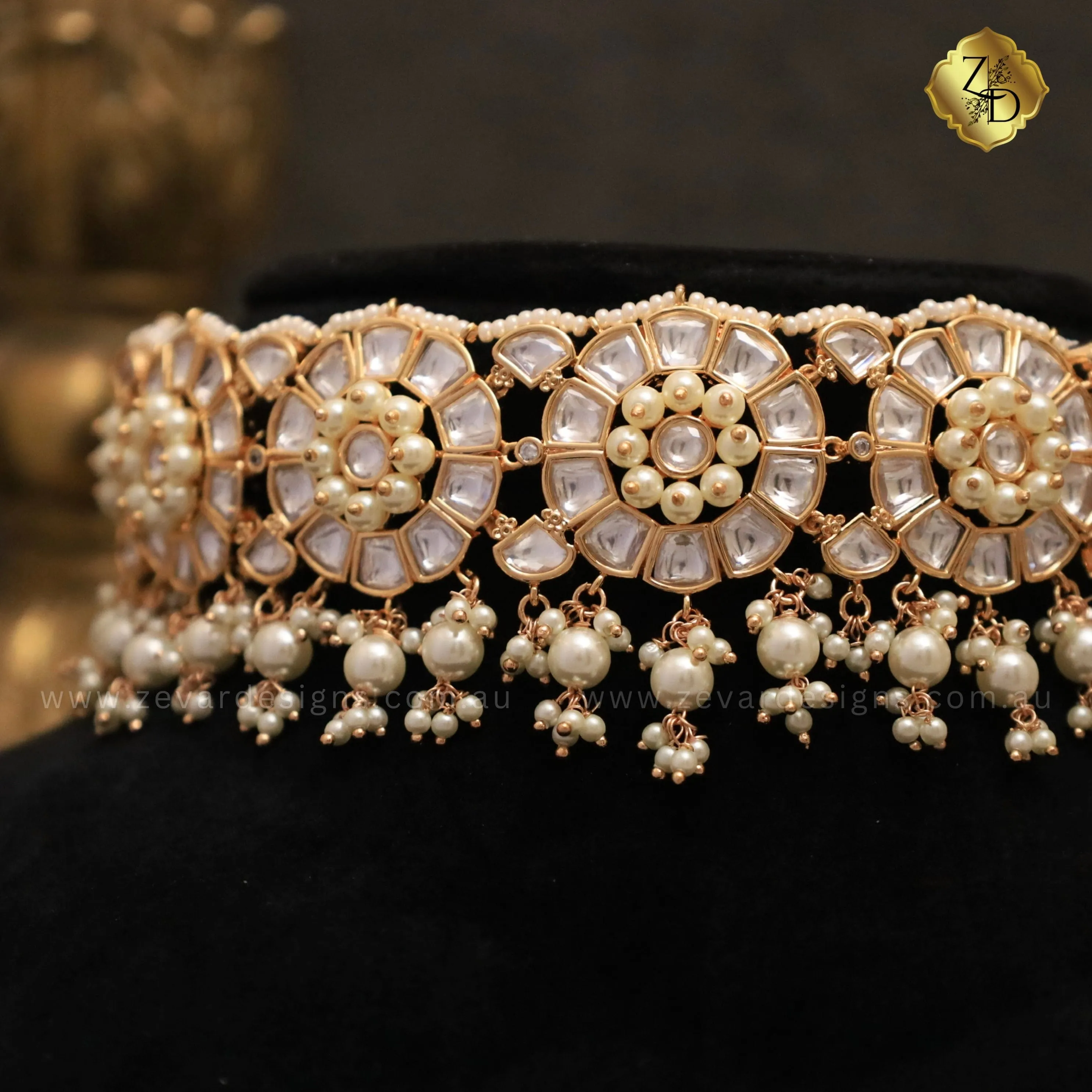 ‘Tyaani’ Inspired Kundan Polki Choker Set with Tikka -Pearls