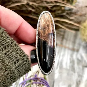 Unique Size 7 Large Fossilized Palm Root Statement Ring in Fine Silver / Foxlark Collection - One of a Kind