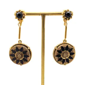 【USA輸入】ヴィンテージ FLORENZA ブラック ゴールド イヤリング/Vintage FLORENZA Black Gold Clip On Earrings