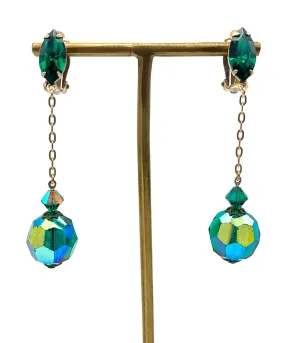 【USA輸入】ヴィンテージ LEWIS SEGAL グリーン ビジュー イヤリング/Vintage LEWIS SEGAl Green Bijou Clip On Earrings