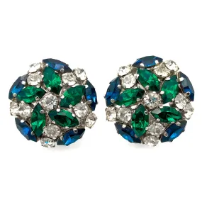 【USA輸入】ヴィンテージ オーストリア製 ラインストーン イヤリング/Vintage Austria Rhinestones Clip On Earrings