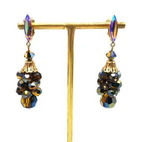 【USA輸入】ヴィンテージ ラインストーン ガラスビーズ イヤリング/Vintage Rhinestones Glass Beads Clip On Earrings