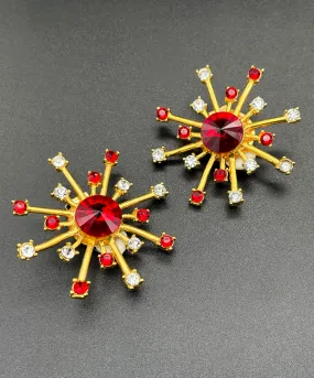 【USA輸入】ヴィンテージ レッド スパーク ビジュー イヤリング/Vintage Red Spark Bijou Clip On Earrings