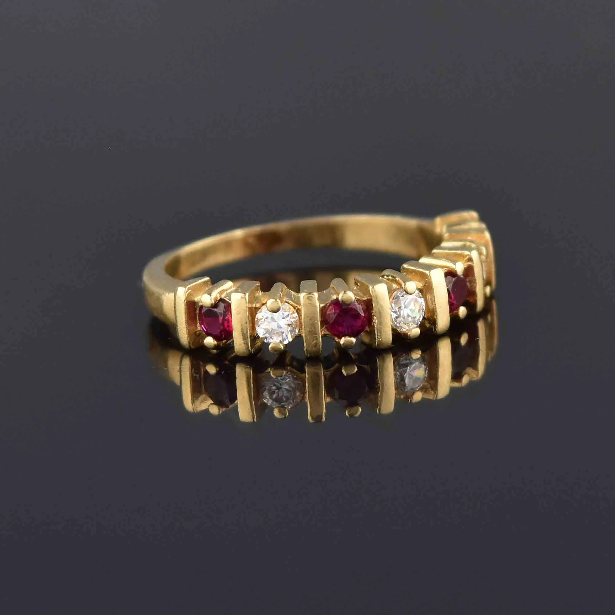 Vintage 14K Gold Half Eternity Ruby Ring