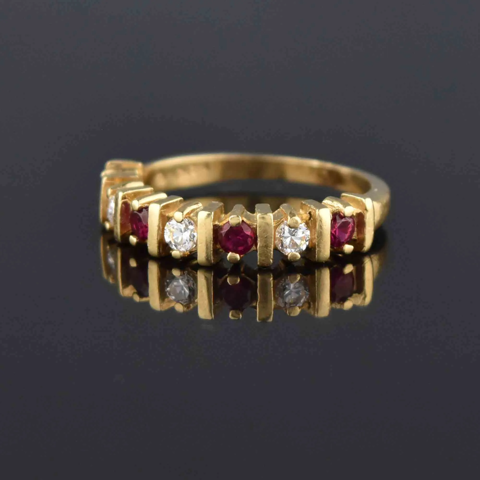 Vintage 14K Gold Half Eternity Ruby Ring