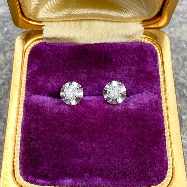 Vintage Diamond Stud Earrings, 0.41ctw.