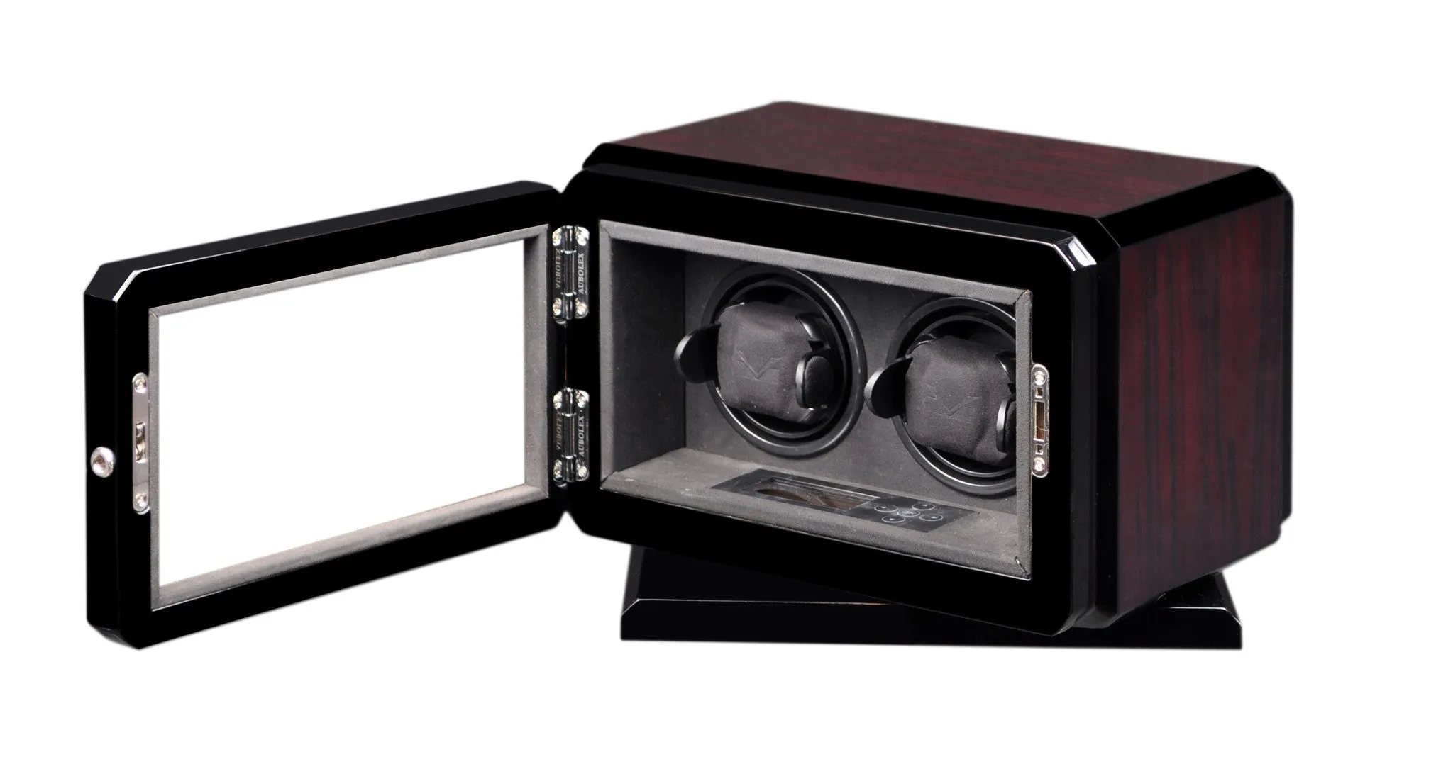 Volta Dark Rosewood Double Watch Winder with Rotation Base