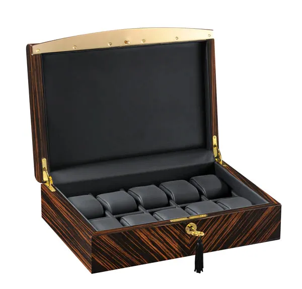 Volta Ebony 10 Wood Watch Case w/ Gold Trim