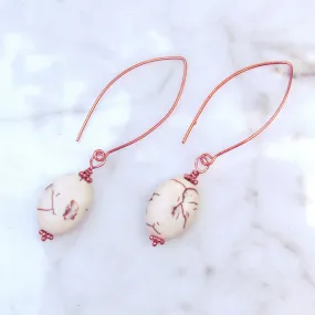 White turquoise Gemstone and copper earrings