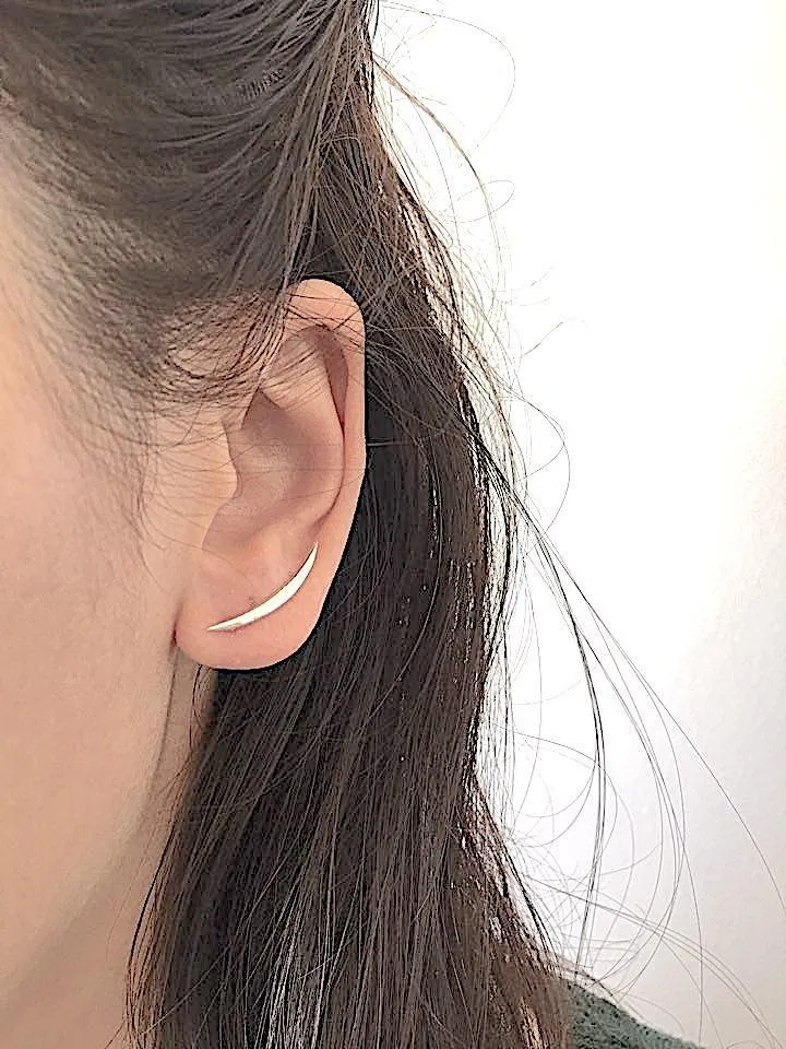 Wholesale Crescent Moon Ear Climbers- Moon Earrings, Silver Ear Crawlers, Ear Climbers, Half Moon Earrings, Moon Ear Cuff, Moon Ear Crawler Earrings