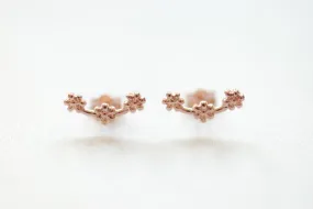 Wholesale Vermeil Rose Gold Flower Ear Climber earrings, Flower Ear Crawler, Cuff Earrings, Ear Pins, Ear Wrap Earrings, Ear Sweep, Earrings