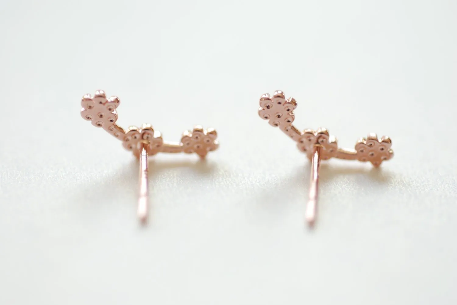 Wholesale Vermeil Rose Gold Flower Ear Climber earrings, Flower Ear Crawler, Cuff Earrings, Ear Pins, Ear Wrap Earrings, Ear Sweep, Earrings