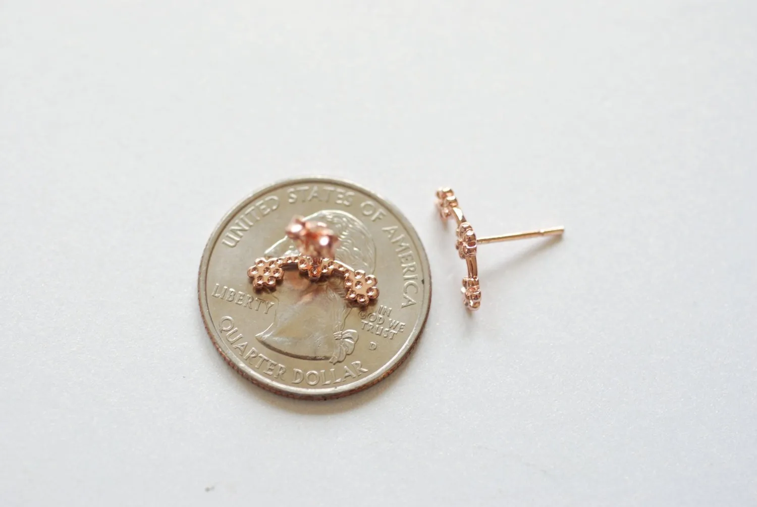 Wholesale Vermeil Rose Gold Flower Ear Climber earrings, Flower Ear Crawler, Cuff Earrings, Ear Pins, Ear Wrap Earrings, Ear Sweep, Earrings