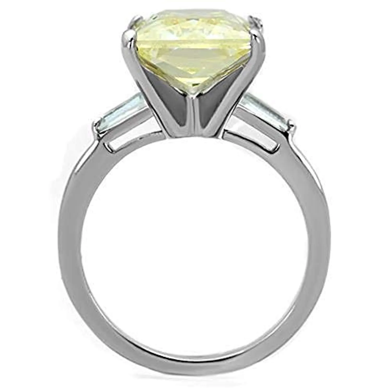 WildKlass Stainless Steel Engagement Ring High Polished (no Plating) Women AAA Grade CZ Citrine Yellow