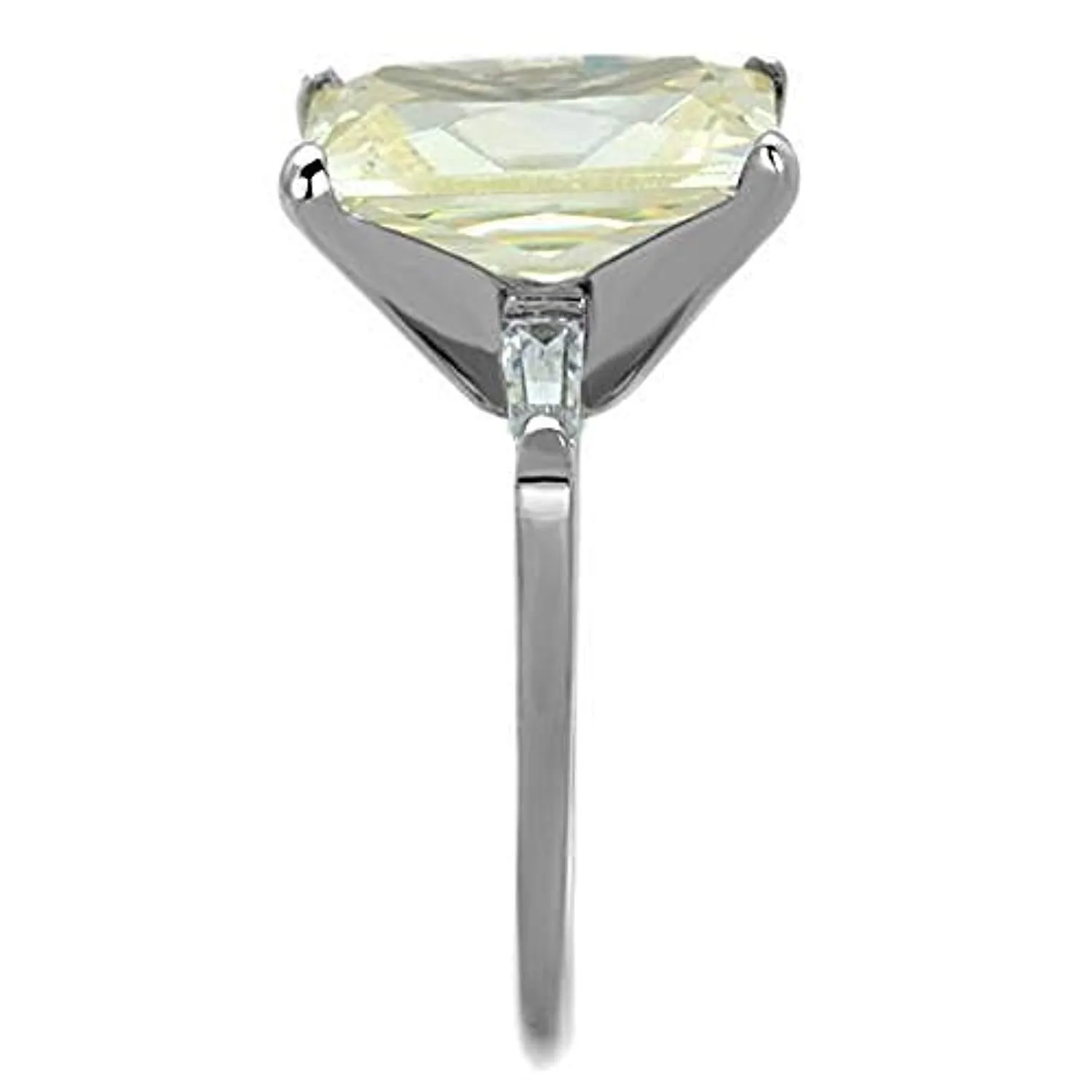 WildKlass Stainless Steel Engagement Ring High Polished (no Plating) Women AAA Grade CZ Citrine Yellow