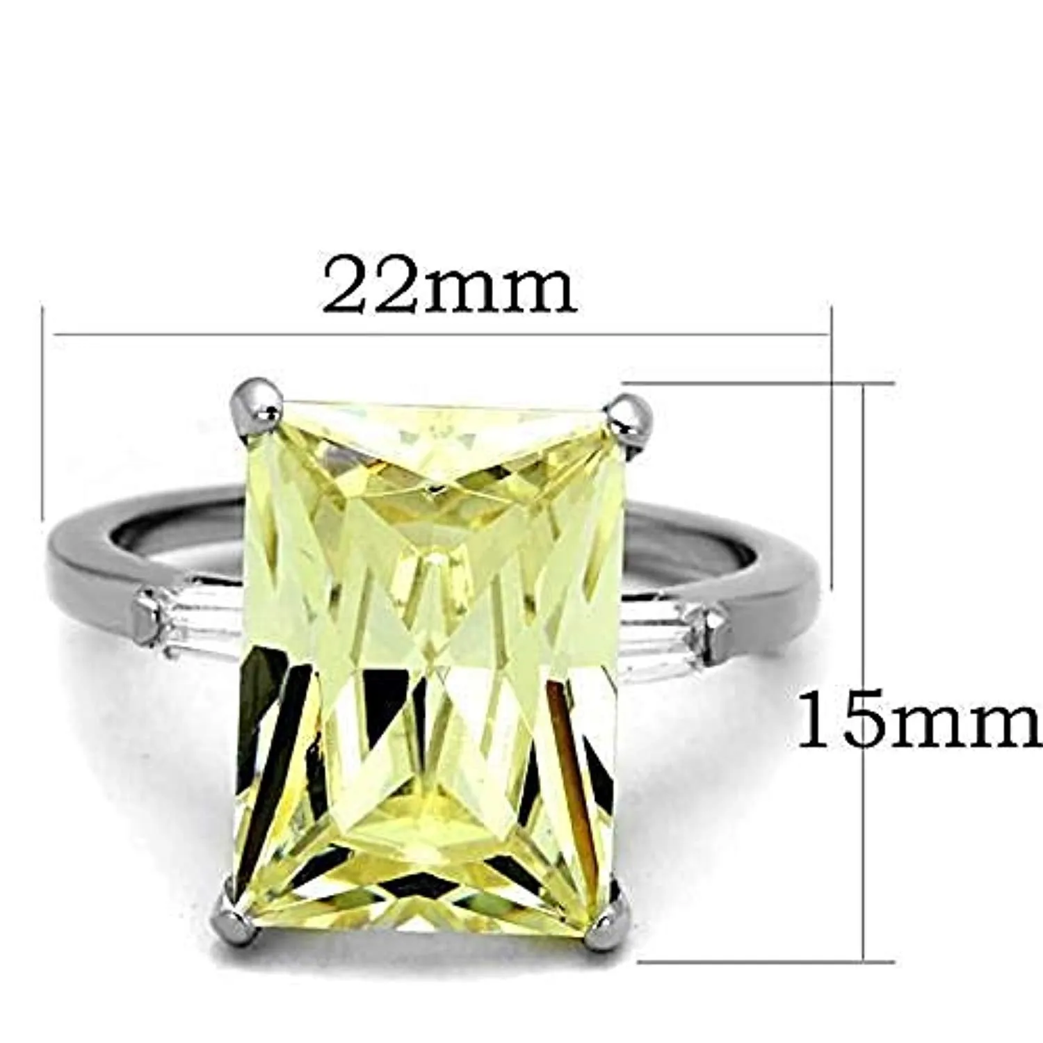 WildKlass Stainless Steel Engagement Ring High Polished (no Plating) Women AAA Grade CZ Citrine Yellow