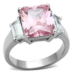 WildKlass Stainless Steel Engagement Ring High Polished (no Plating) Women AAA Grade CZ Rose