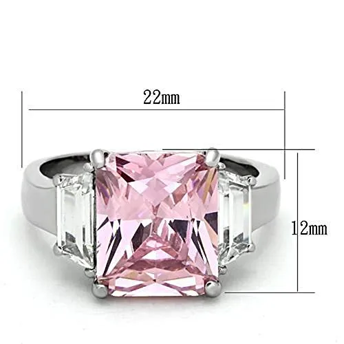 WildKlass Stainless Steel Engagement Ring High Polished (no Plating) Women AAA Grade CZ Rose