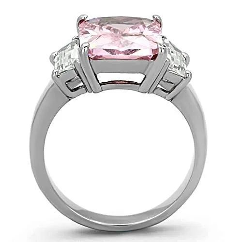 WildKlass Stainless Steel Engagement Ring High Polished (no Plating) Women AAA Grade CZ Rose