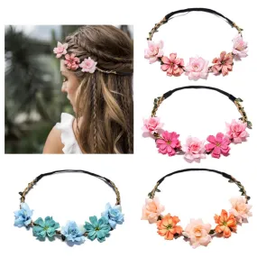 Women Girls Silk Flower Hair Bands