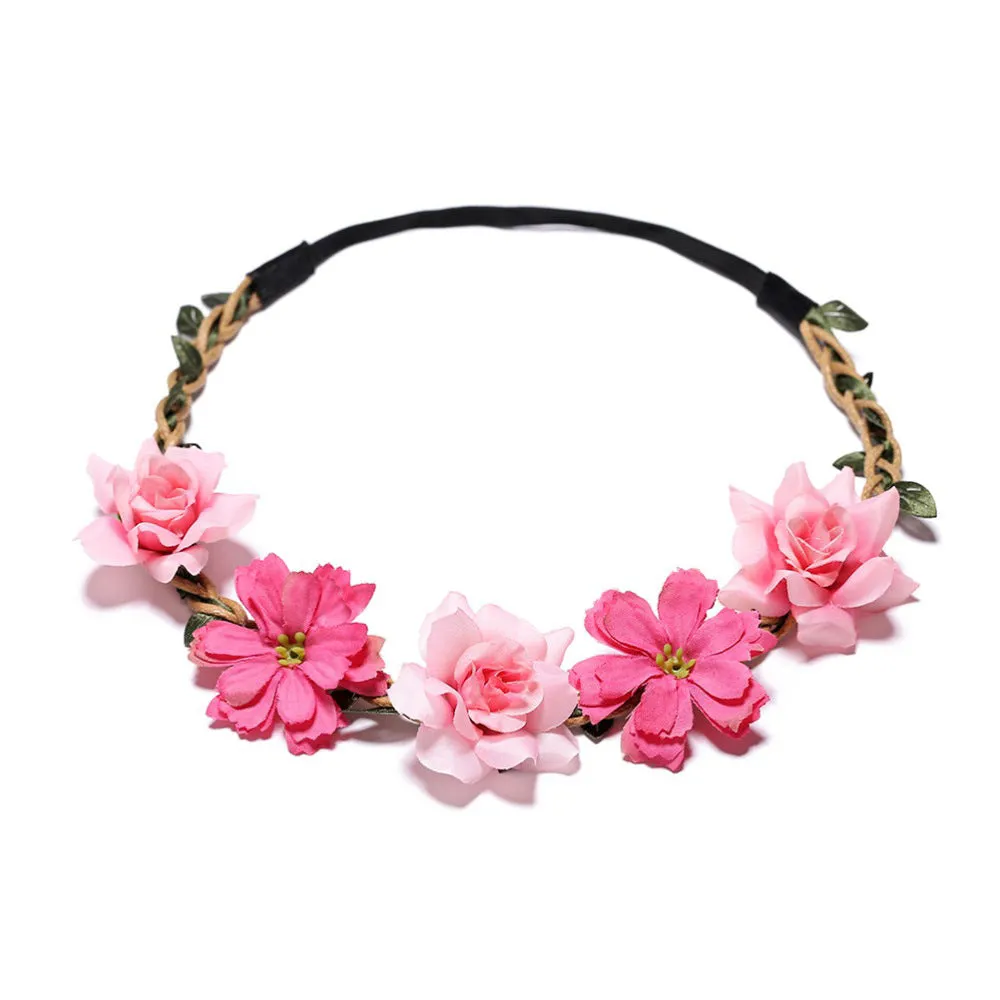 Women Girls Silk Flower Hair Bands