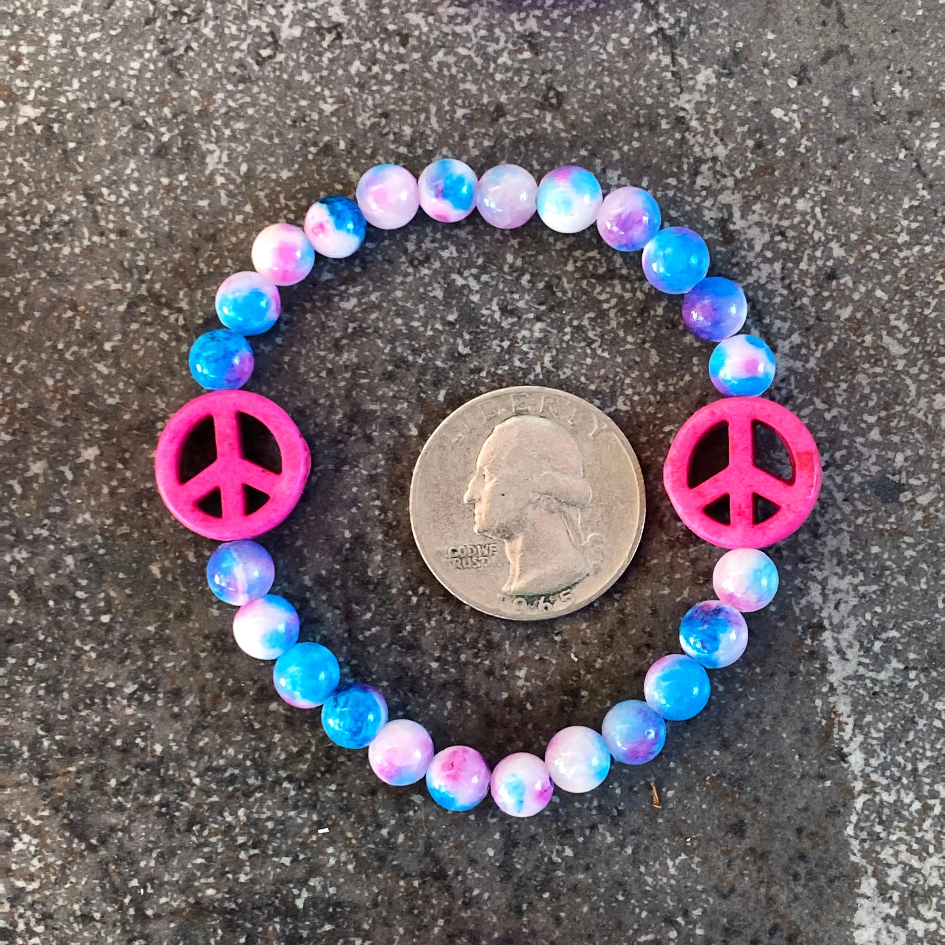 Women's Various Colored Jade Gemstone Peace Sign Bracelets