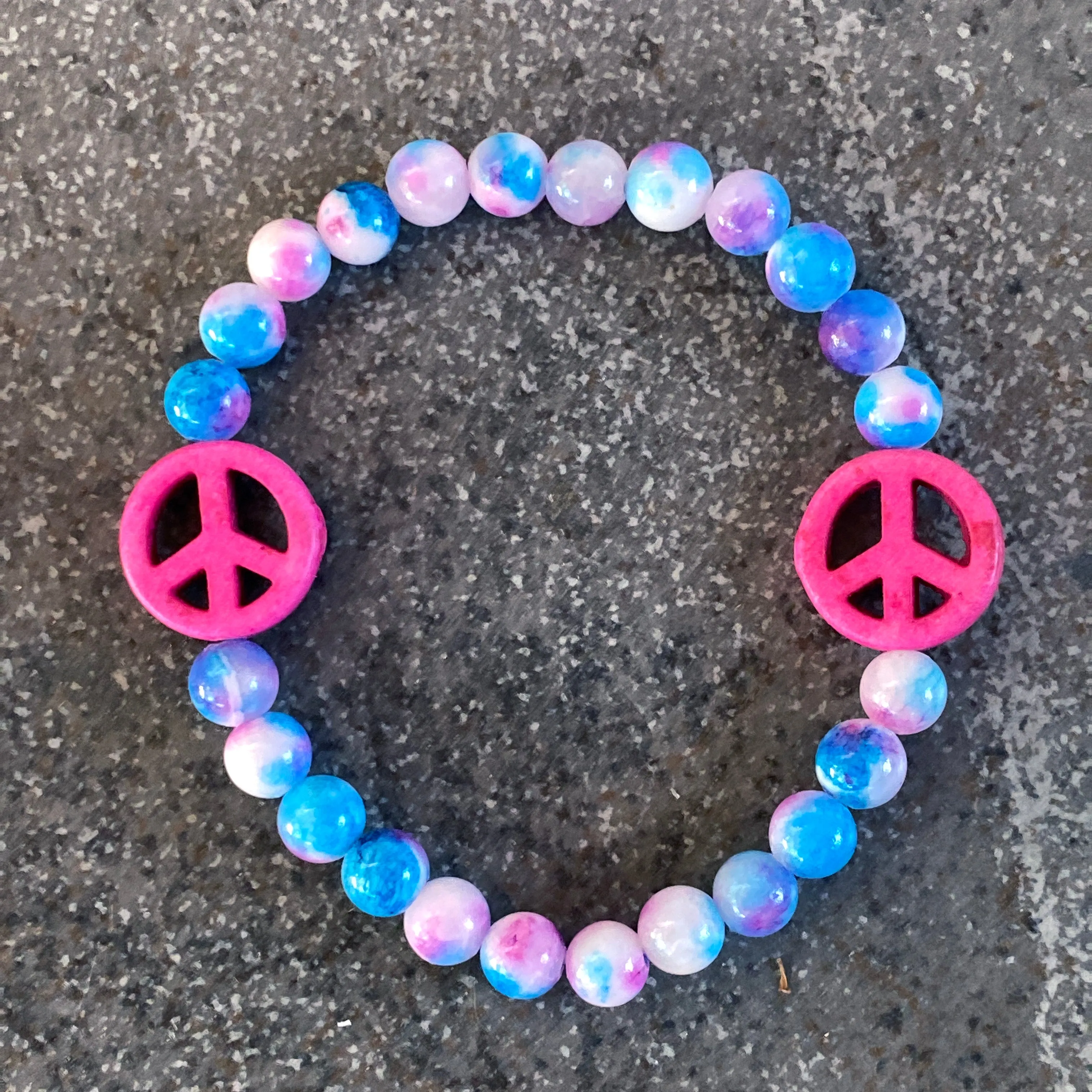 Women's Various Colored Jade Gemstone Peace Sign Bracelets