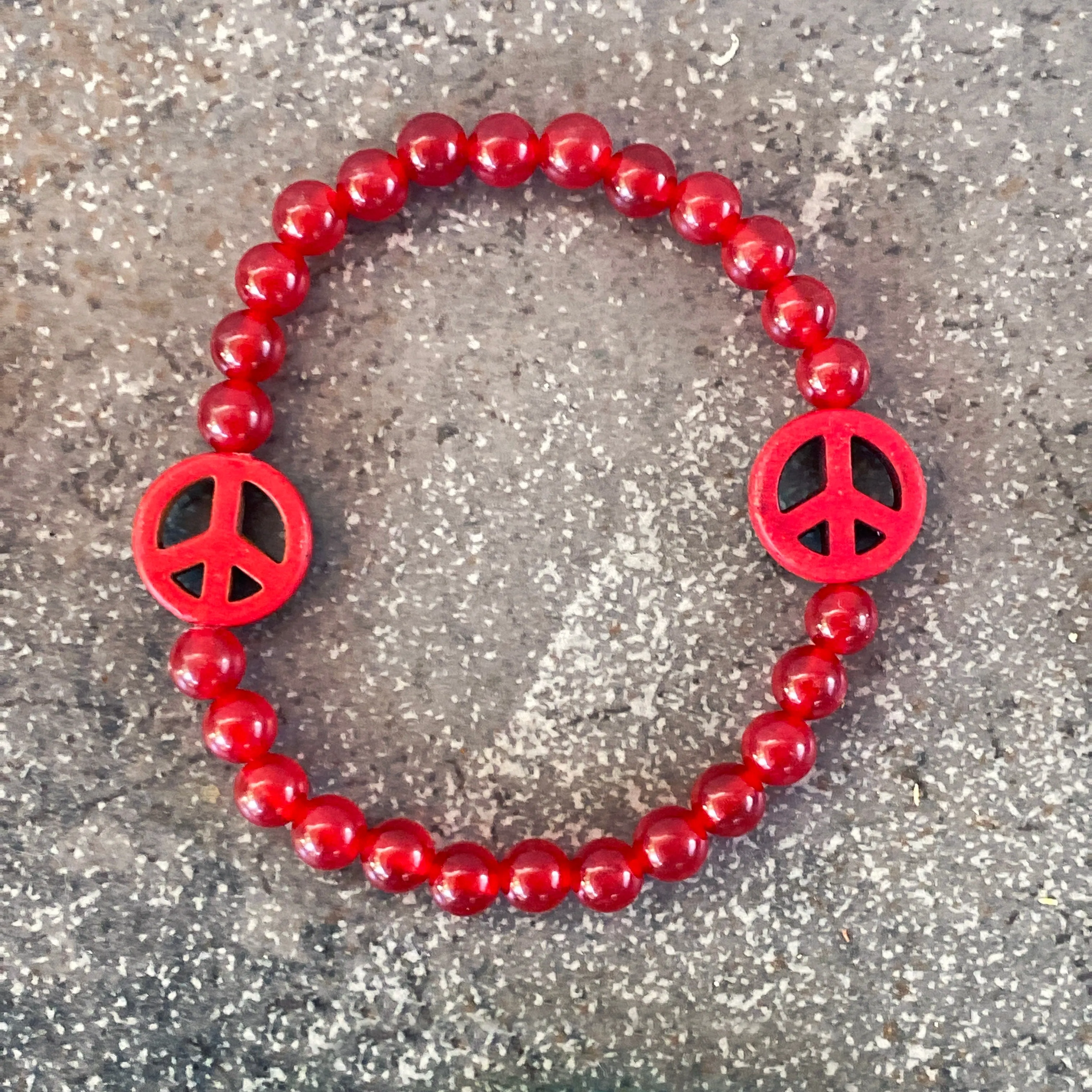 Women's Various Colored Jade Gemstone Peace Sign Bracelets