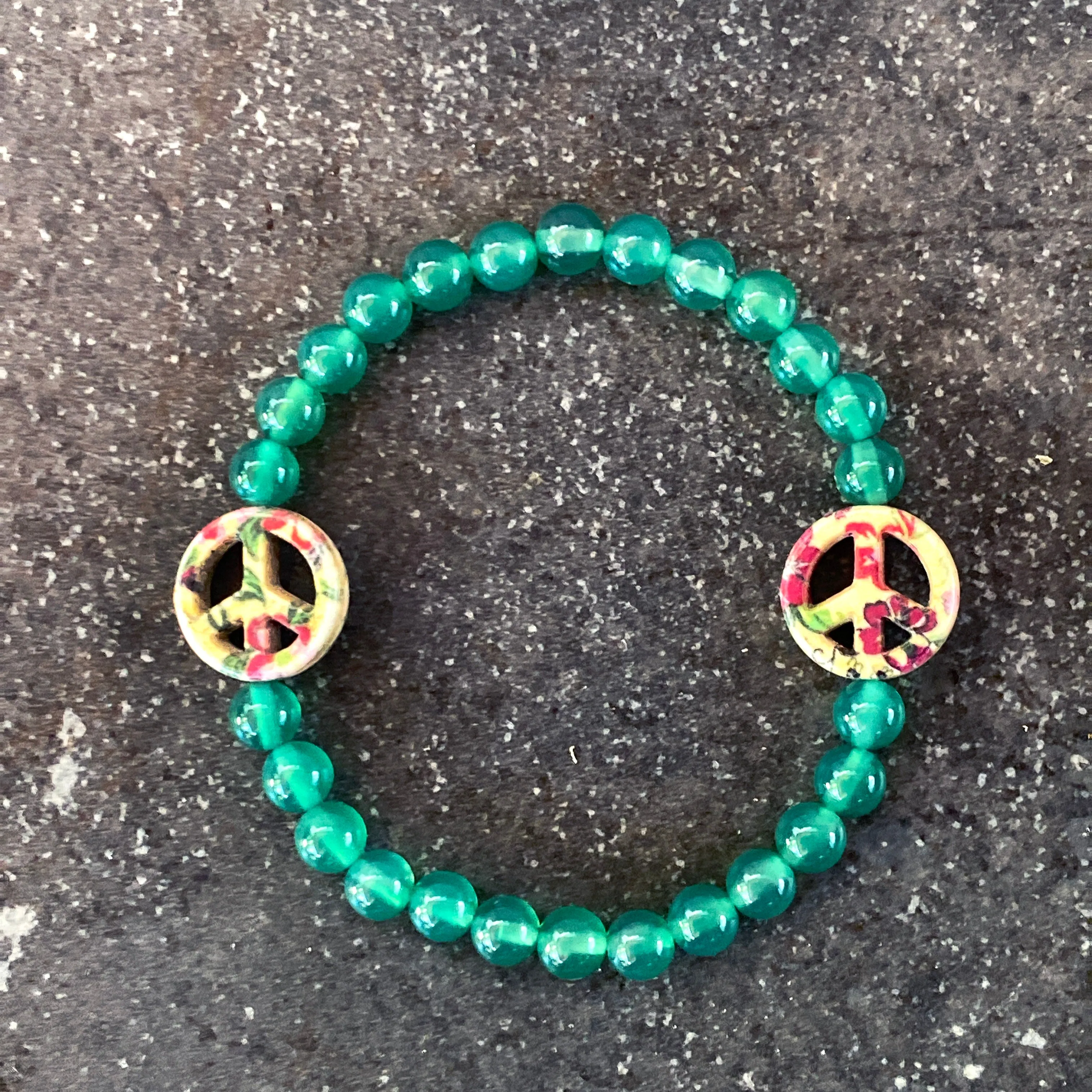 Women's Various Colored Jade Gemstone Peace Sign Bracelets