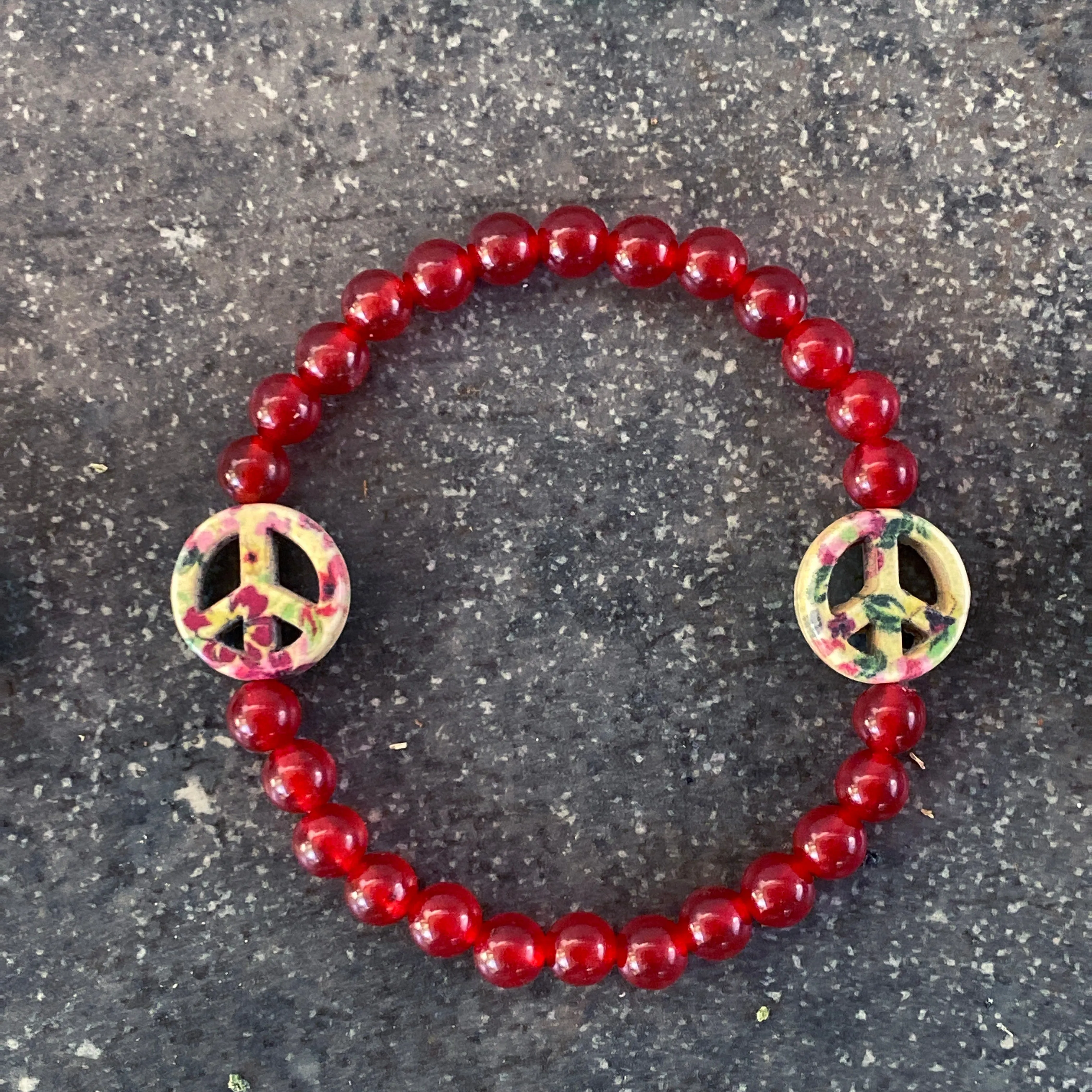 Women's Various Colored Jade Gemstone Peace Sign Bracelets