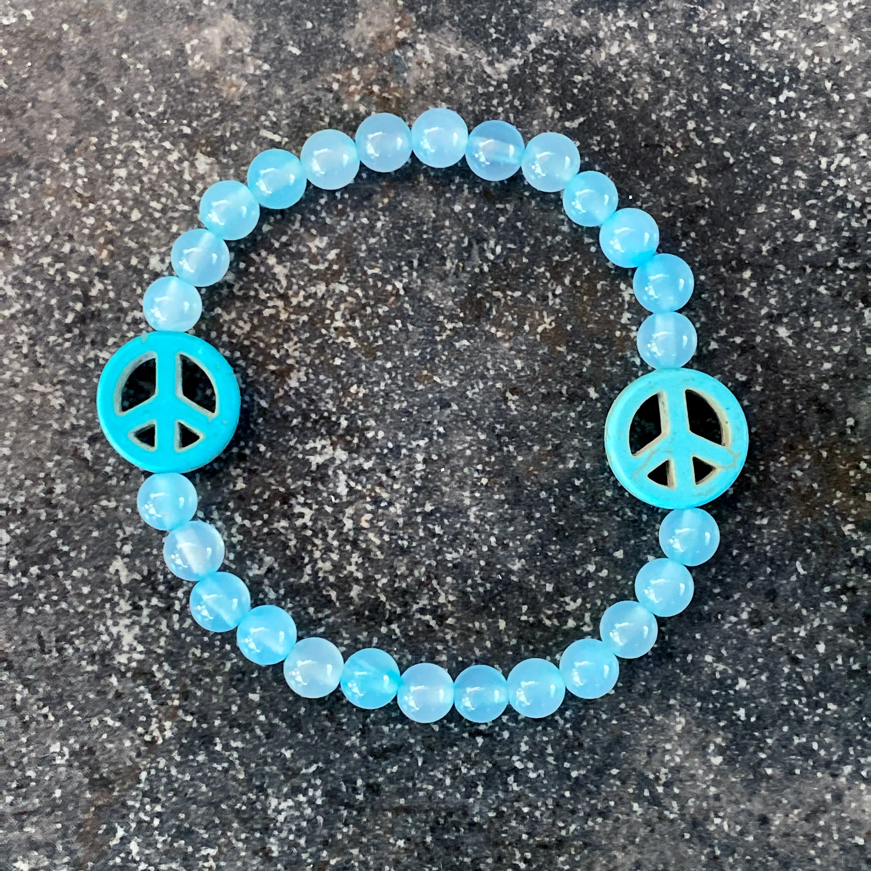 Women's Various Colored Jade Gemstone Peace Sign Bracelets